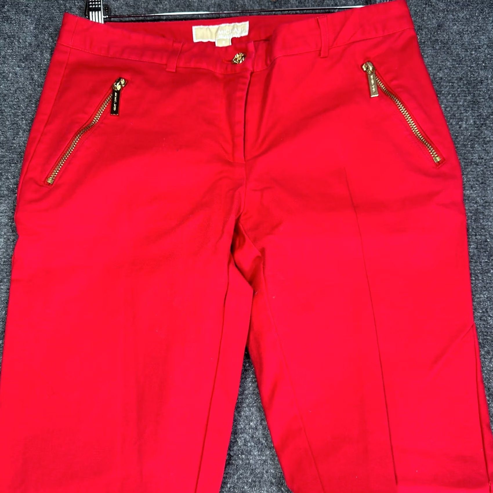Michael Kors Michael Kors Women Red Stretch Trousers Pants Size 2 Tapered Leg Zip Pockets Size 26" / US 2 / IT 38 - 3 Thumbnail