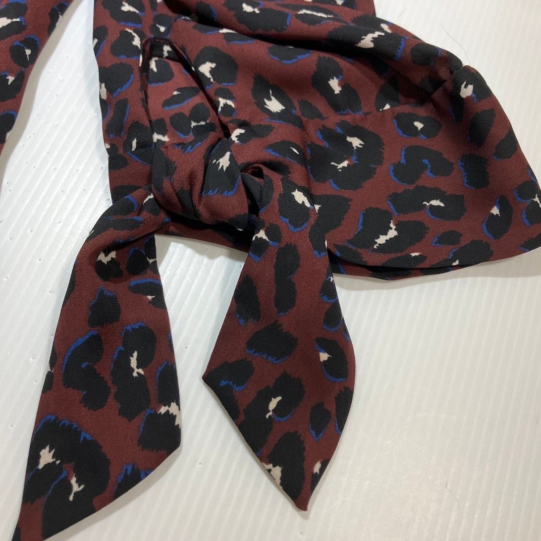 Other West Kei Dark Berry Leopard Tie Sleeve High-low Blouse XL Size XL / US 12-14 / IT 48-50 - 4 Thumbnail