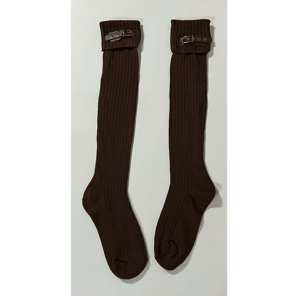 Vintage Muk Luks Brown Knit Knee-High Buckle Winter Boots Socks 🤎✨ Size ONE SIZE - 1 Thumbnail