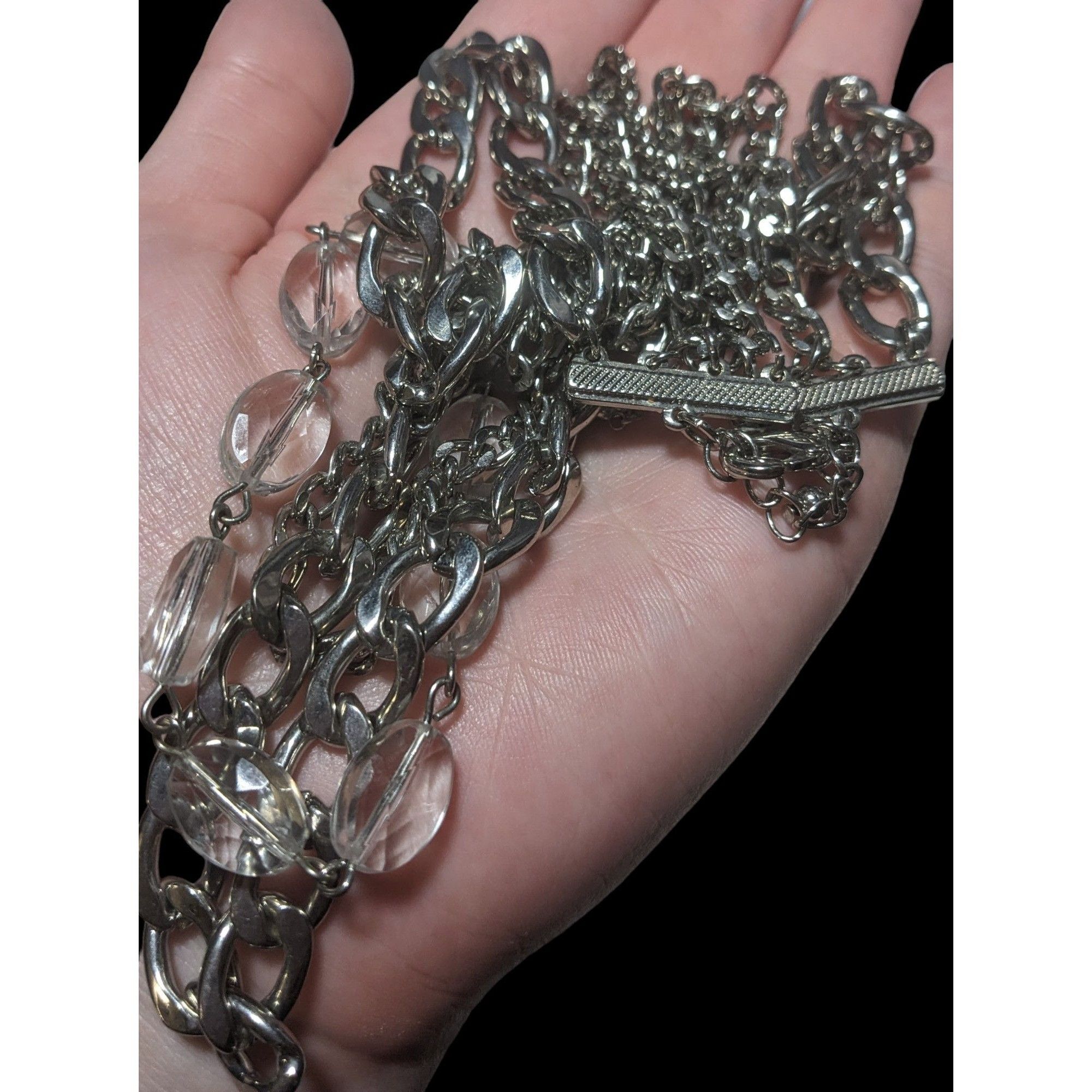 Other Elegant Chunky Silver Gemmed Chain Necklace Size ONE SIZE - 5 Thumbnail