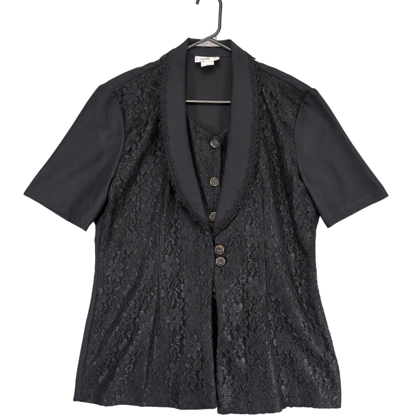 Vintage Vintage Beautiful U Women's M Black Floral Lace Blouse Top Size M / US 6-8 / IT 42-44 - 1 Thumbnail