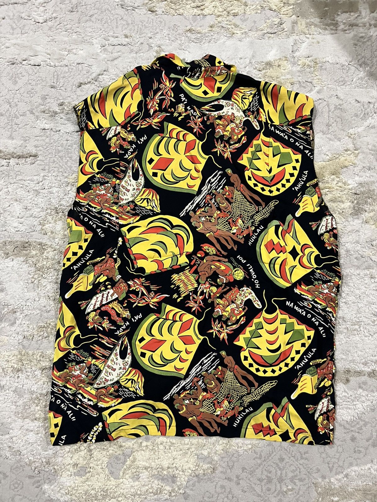 Sun Surf Vintage 1940s "Kamehameha" Tea-Timer Rayon Hawaiian Shirt Size US L / EU 52-54 / 3 - 5 Thumbnail