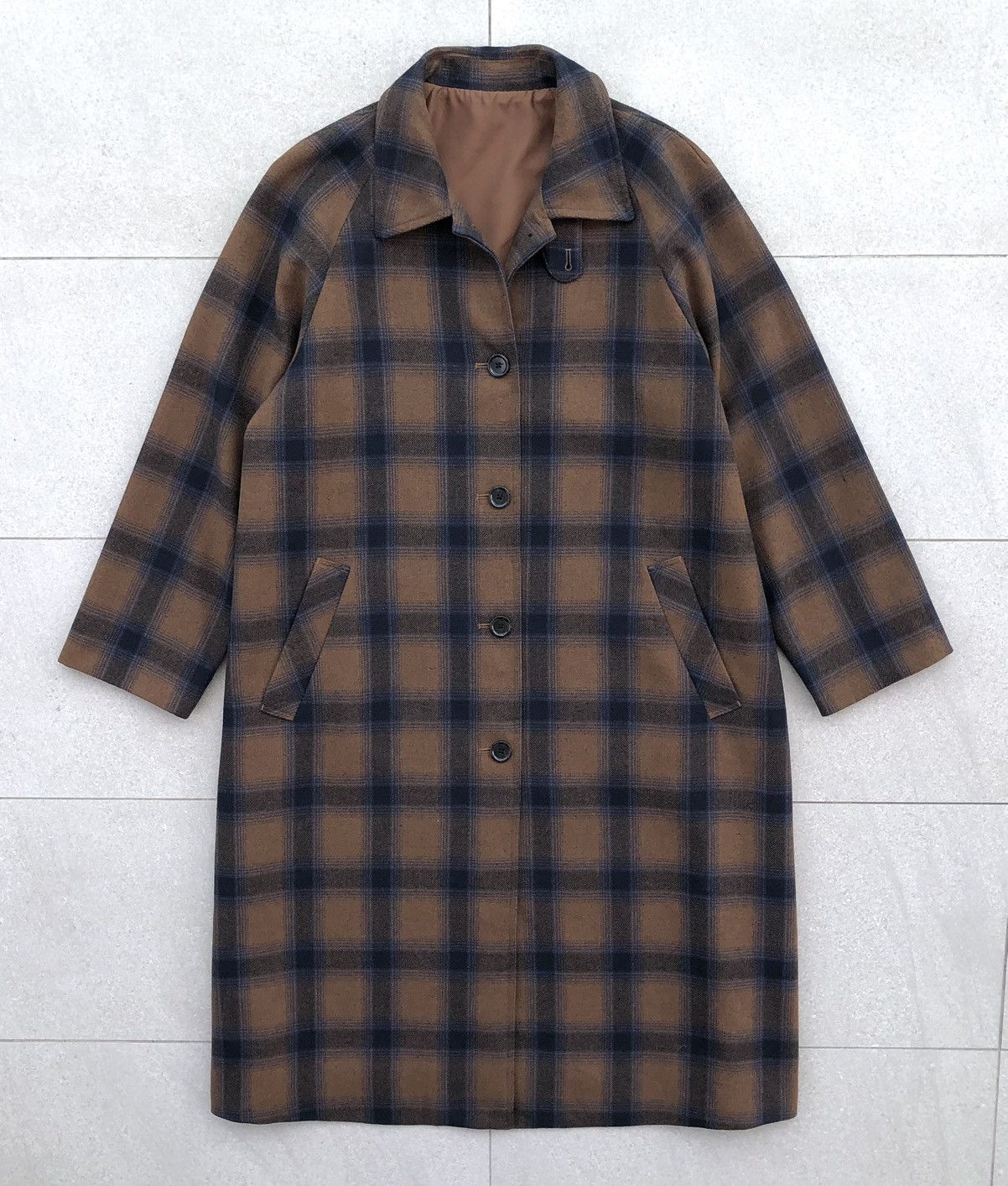 GU Japanese Brand GU Check Bal Collar Coat Winter Jacket Size US XL / EU 56 / 4 - 15 Thumbnail