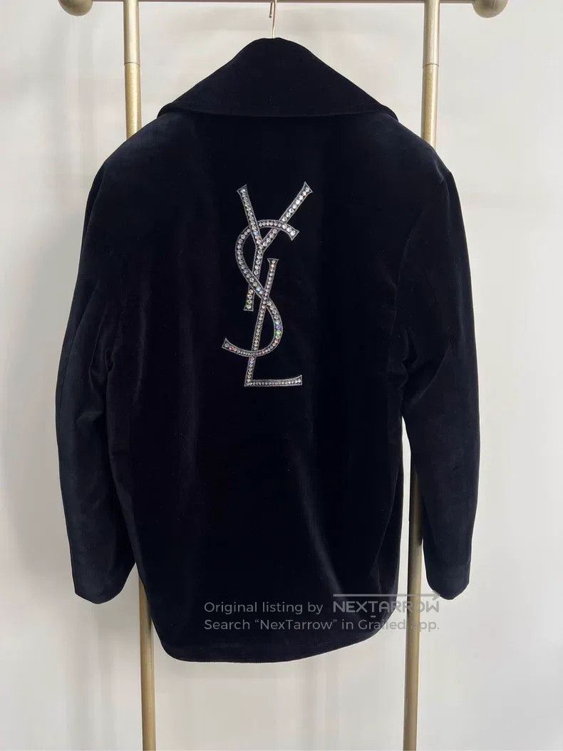 Saint Laurent Paris Saint Laurent Paris Glitter Logo Velvet Coat Size US S / EU 44-46 / 1 - 1 Thumbnail
