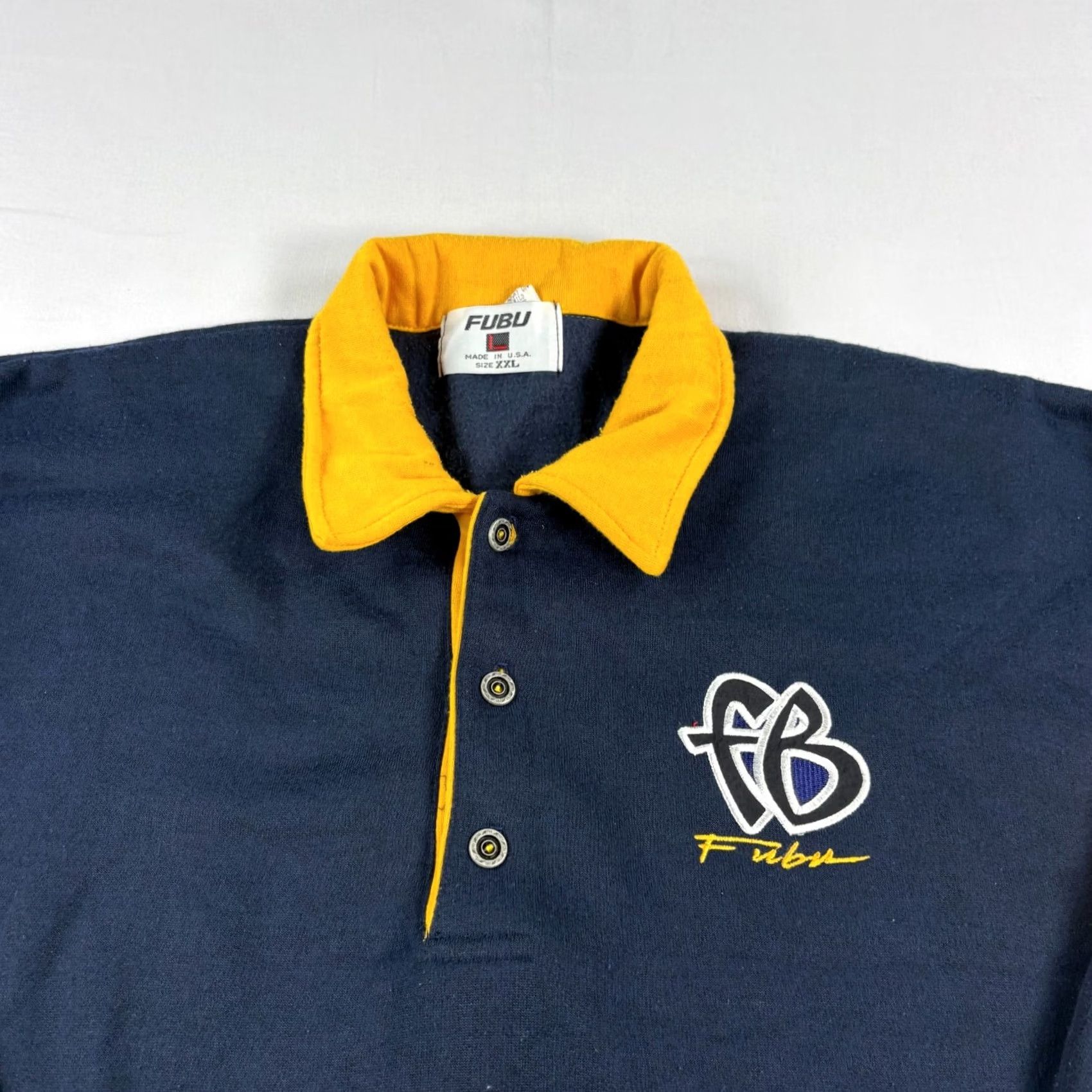Fubu VINTAGE FUBU Shirt Mens 2XL Blue 90s Sweatshirt Yellow Pullover Hip Hop USA Made Size US XXL / EU 58 / 5 - 2 Thumbnail