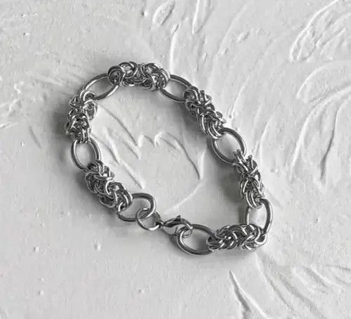 Jewelry Silver Barbed Chainlink Bracelet (18 & 21 CM) Size ONE SIZE - 1 Thumbnail