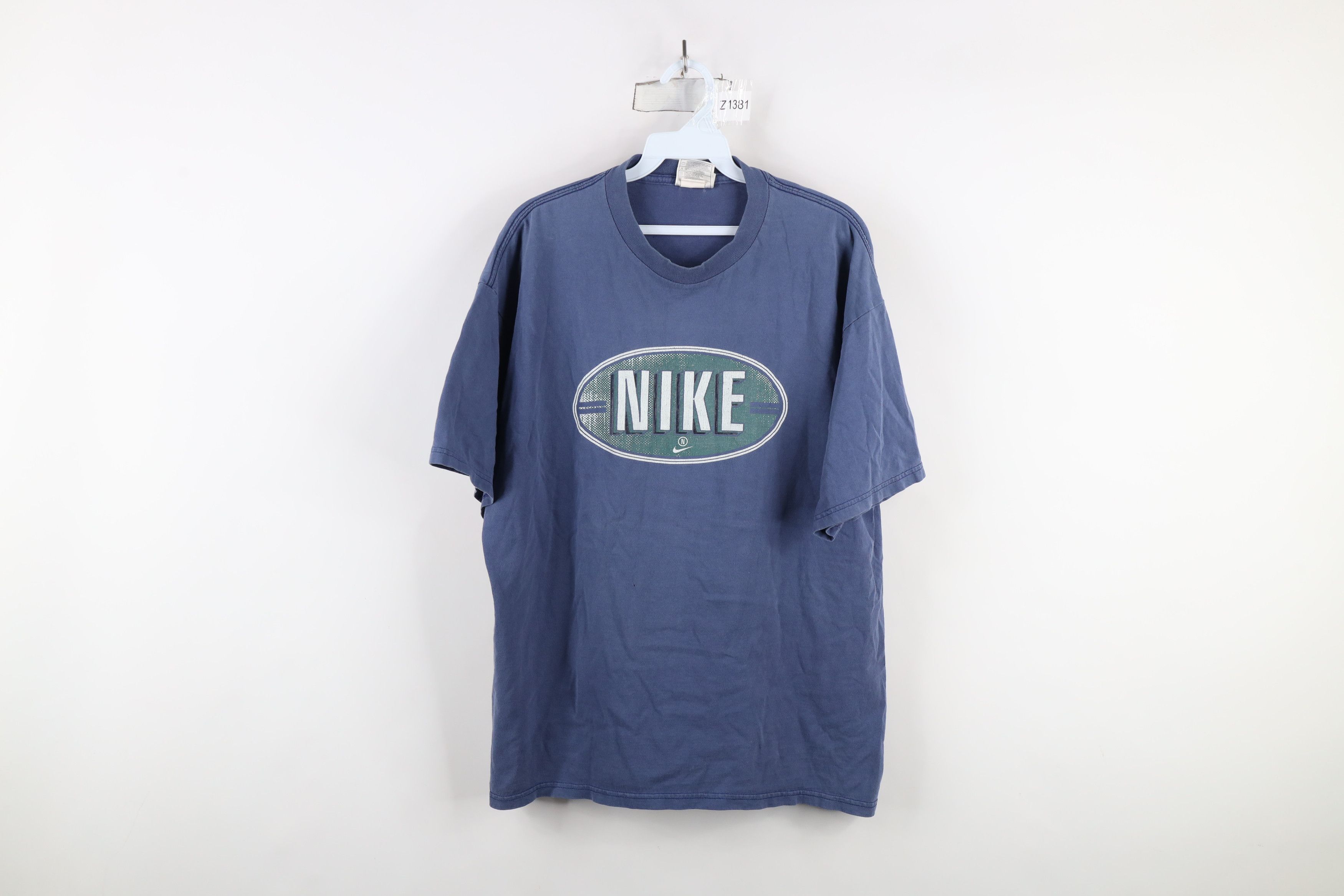 Nike × Vintage Vintage 90s Nike Spell Out Travis Scott Mini Swoosh T-Shirt Size US L / EU 52-54 / 3 - 1 Thumbnail