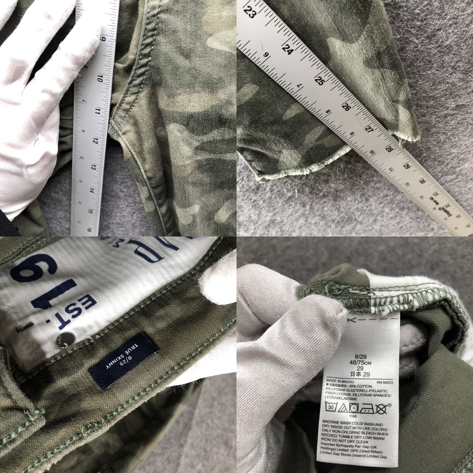 Gap VINTAGE Gap True Skinny Camo Print Jeans Womens 8 / 29 Army Green Ankle High Rise Size 30" / US 8 / IT 44 - 8 Thumbnail