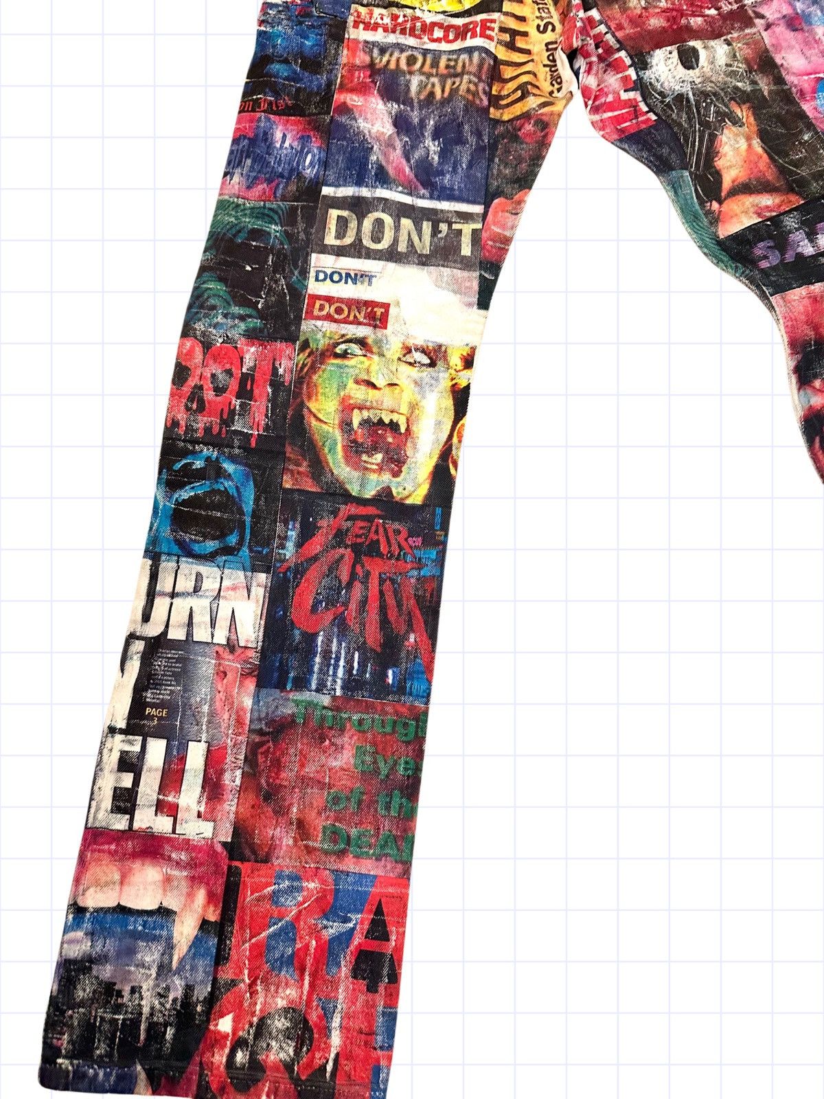 Designer × Vintage 1/1 Horror Printed Denim Size US 33 - 8 Thumbnail