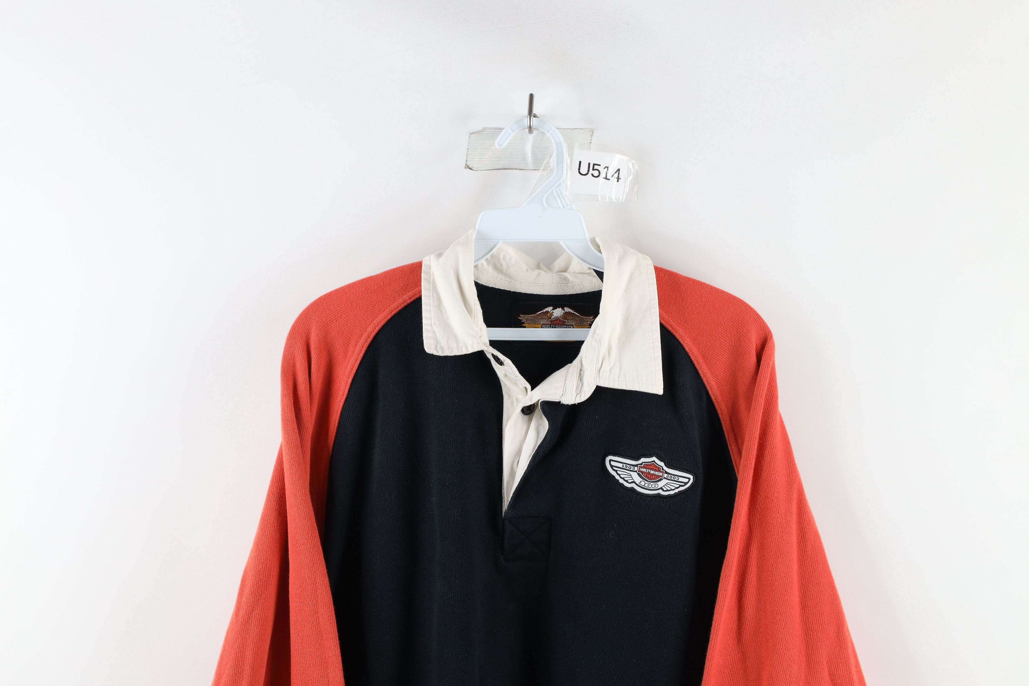 Harley Davidson × Vintage Vintage Y2K 2003 Harley Davidson Knit Long Sleeve Rugby Polo Size US L / EU 52-54 / 3 - 2 Thumbnail
