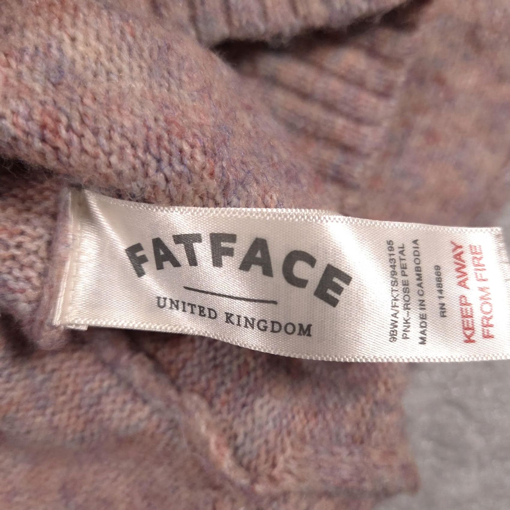 FatFace FatFace Sweater Womens Raglan Longline V-Neck Knit Pullover Mauve Heather Pink V-Neck Raglan Sleeves Long Sleeve Womens Sweater 2 XS? Size XS / US 0-2 / IT 36-38 - 7 Thumbnail