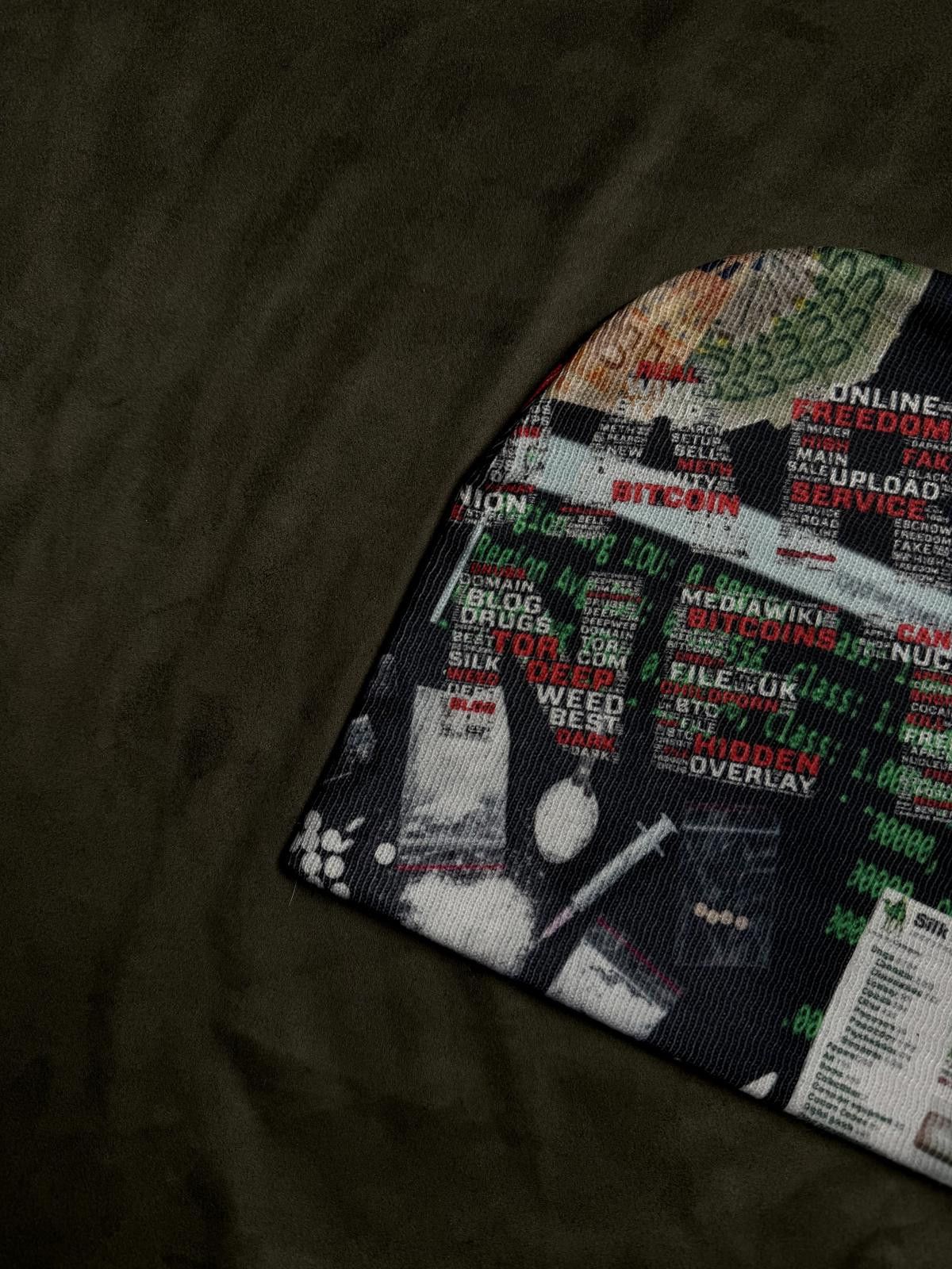 Other Reversible Cyberpunk Graphic No Cuff Knit Black Beanie Hat Size ONE SIZE - 2 Thumbnail