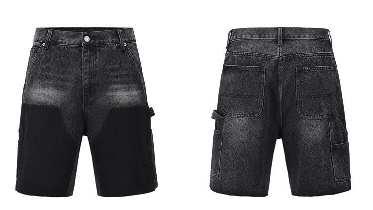 Japanese Brand High street patchwork raw edge logging denim shorts Size US 34 / EU 50 - 3 Thumbnail