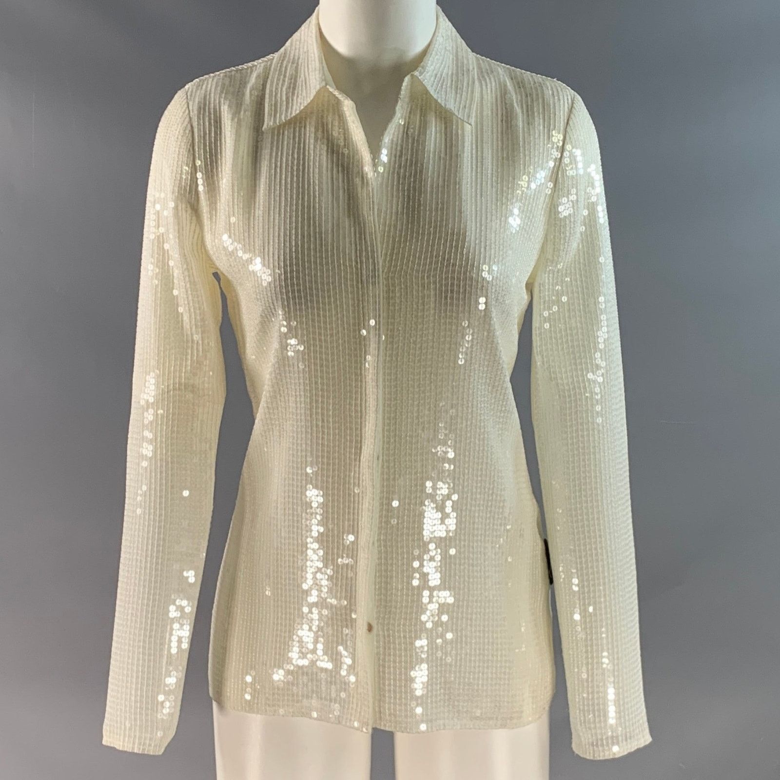 L'AGENCE L'AGENCE Size XS Beige Sequined Hidden Placket Shirt Size XS / US 0-2 / IT 36-38 - 1 Thumbnail
