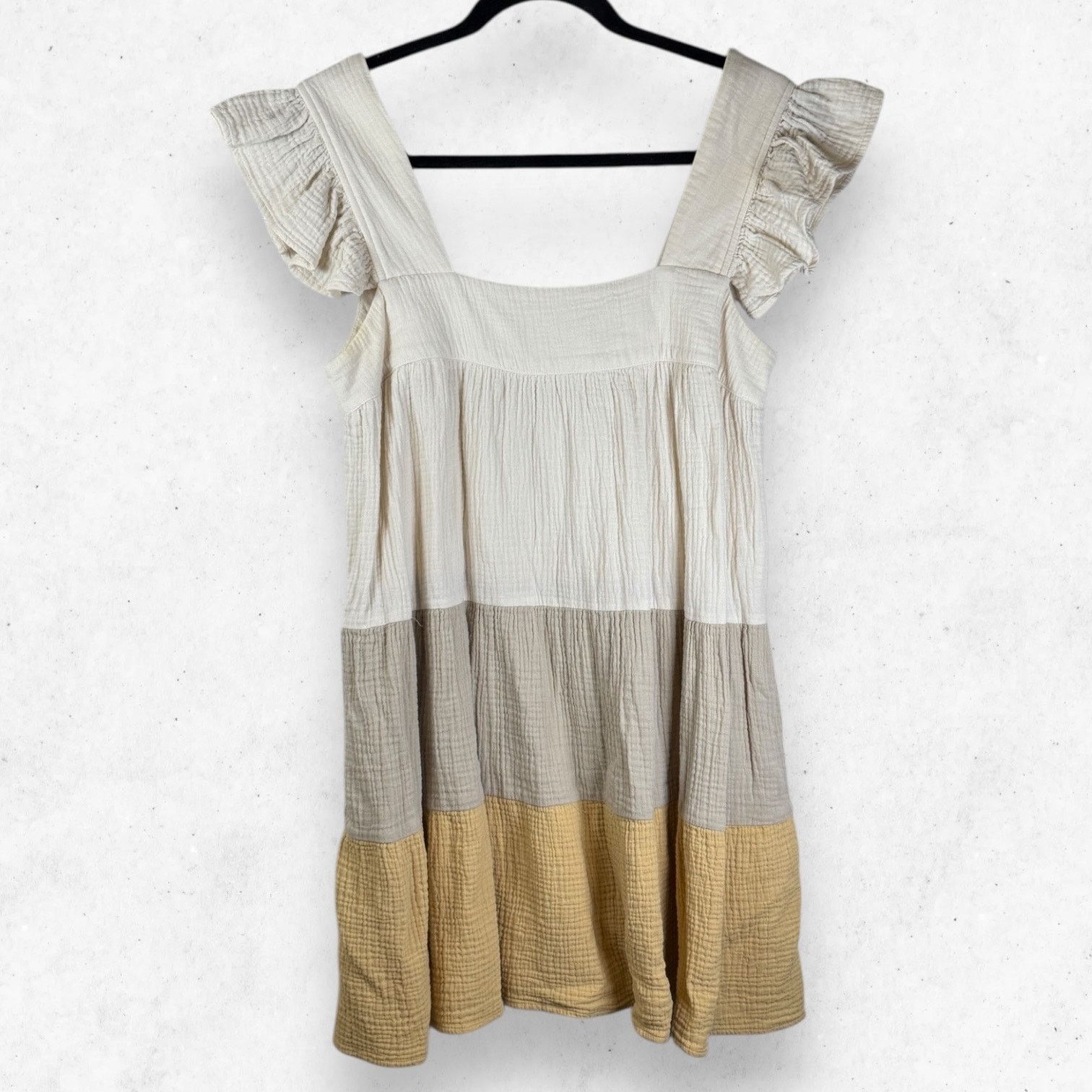 Other Entro Women's Size L Babydoll Dress Ruffled Sleeves Yellow Size L / US 10 / IT 46 - 1 Thumbnail