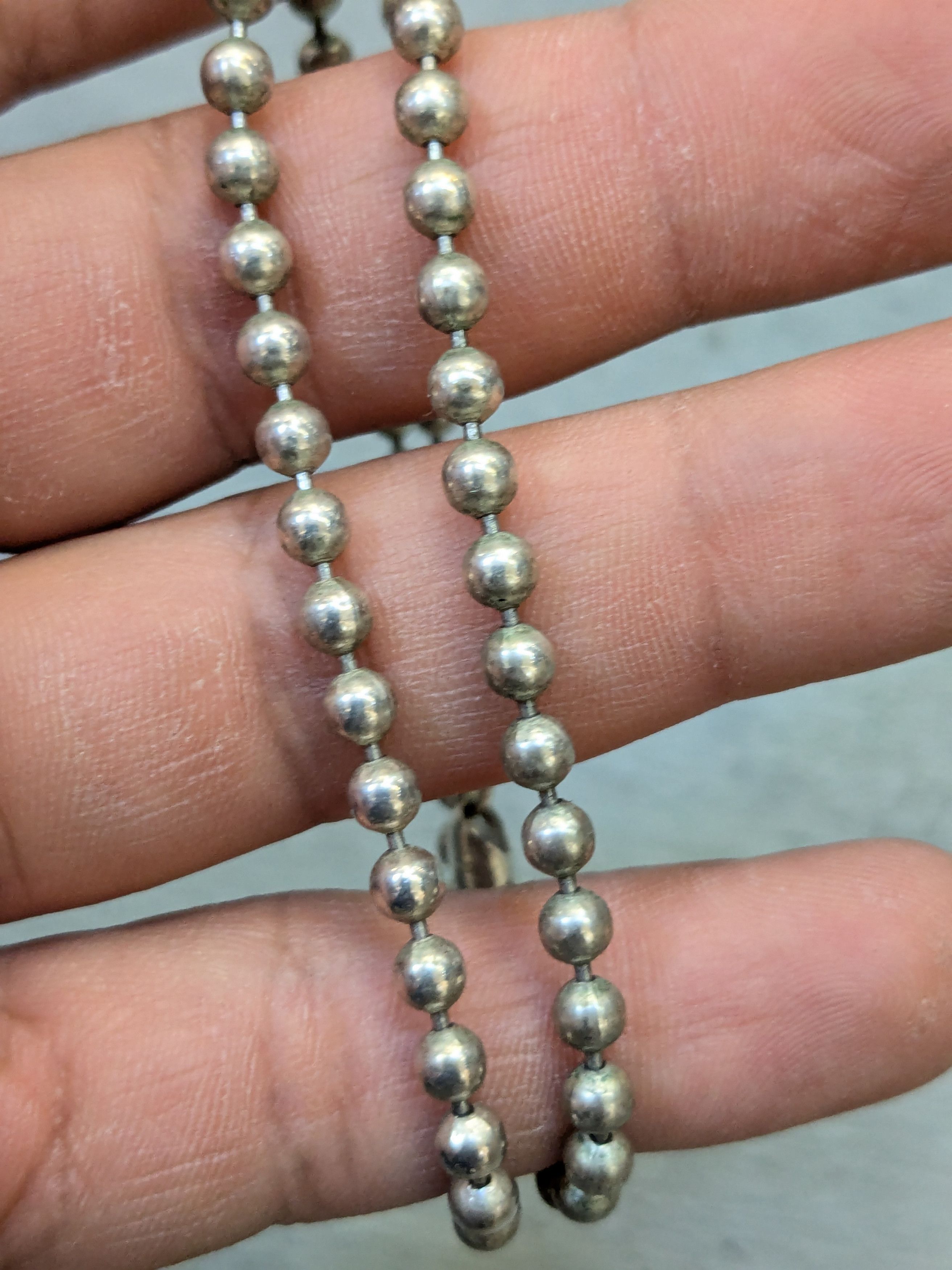 Other Vintage Sterling Silver Necklace Bead Chain Link 18" Italy Size ONE SIZE - 6 Thumbnail