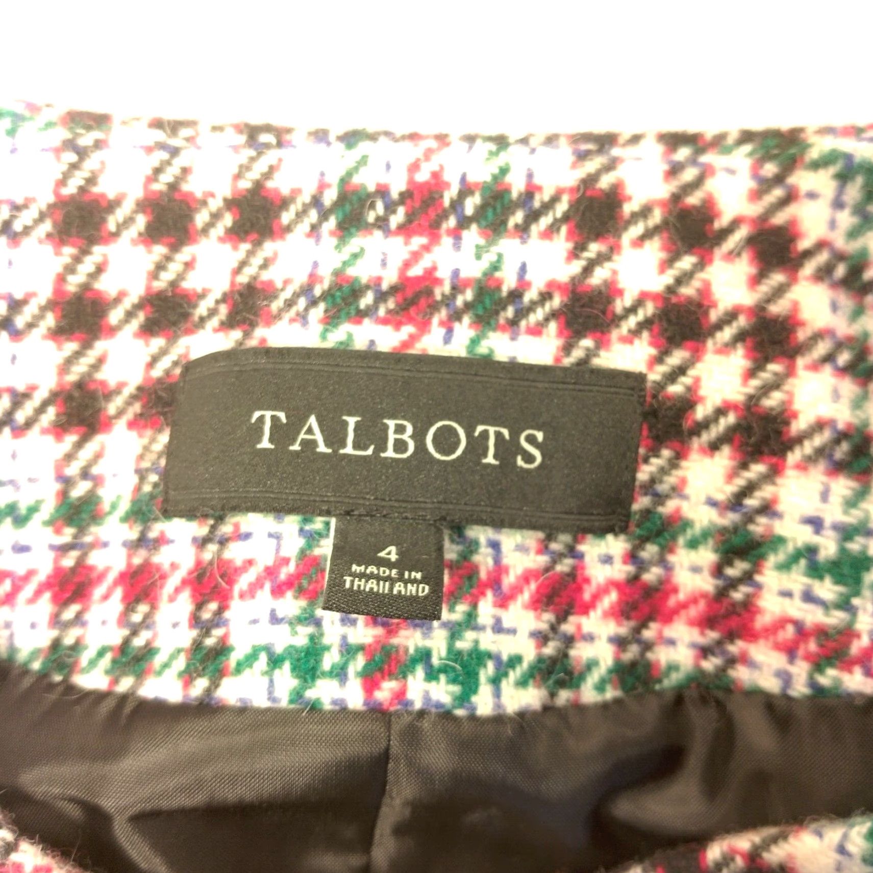 Talbots Talbots Blazer Women Size 4 Wool Blend Plaid Cream Pink Green Black Multicolor Short Jacket, Four-Button, Single-Breasted, Professional, Women Size S / US 4 / IT 40 - 3 Thumbnail