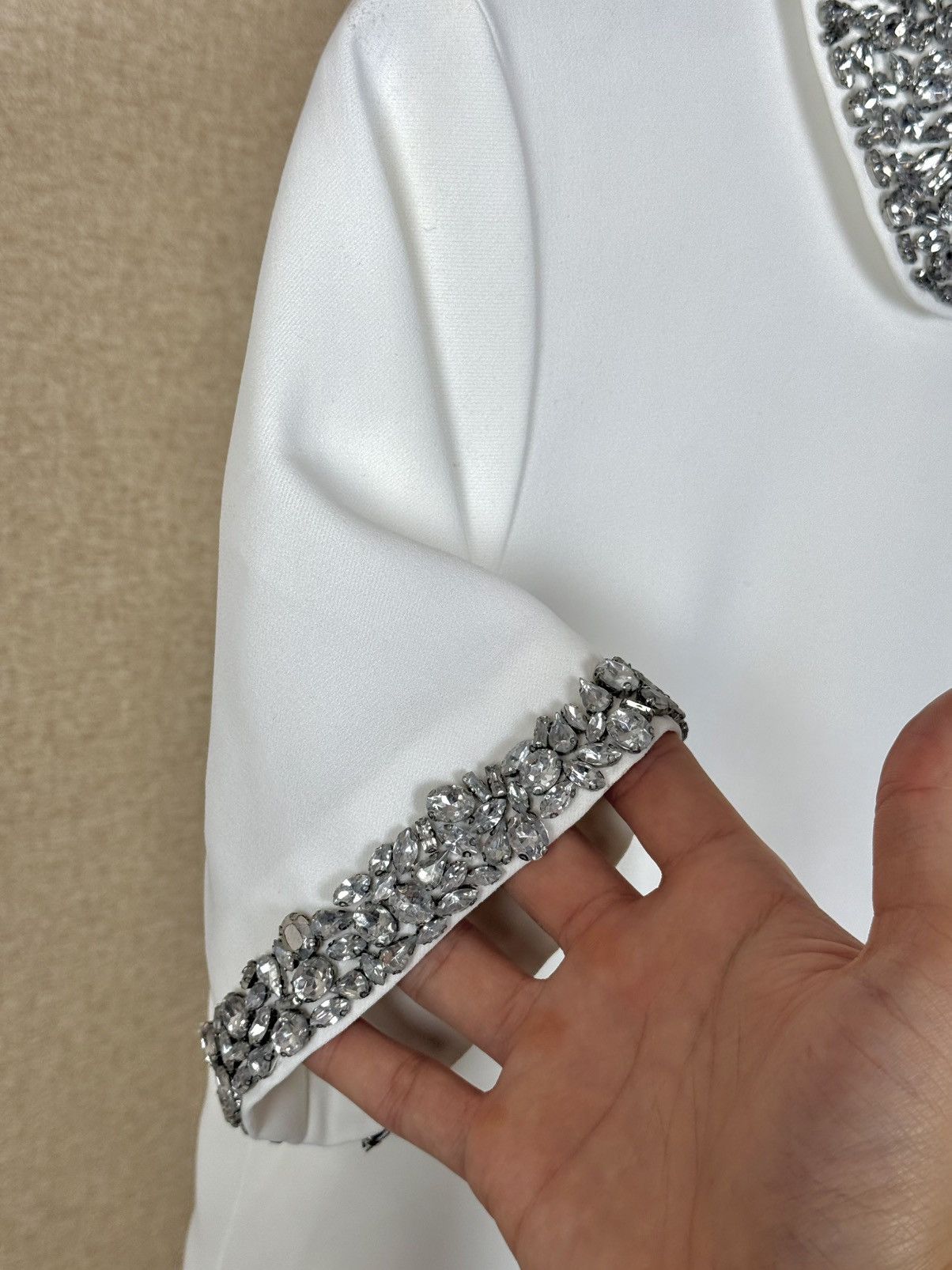 Miu Miu Miu Miu White Mini Dress Crystal Embellished Collar Cuffs Size M / US 6-8 / IT 42-44 - 11 Thumbnail