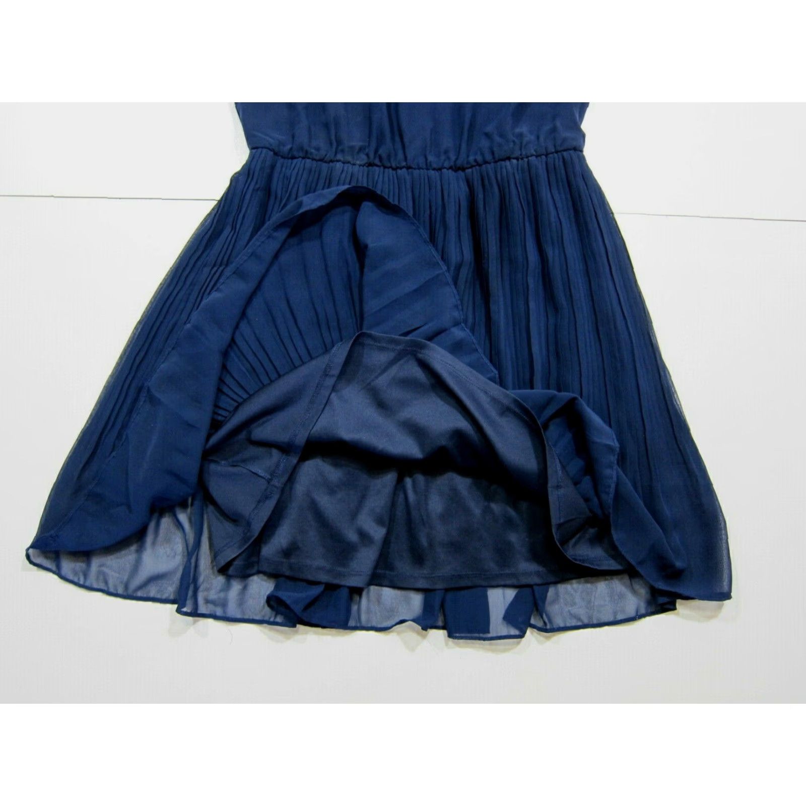 Needles Pins And Needles Blue Sheer Pleated Sleeveless High Neck Cocktail Dress Women S Size S / US 4 / IT 40 - 7 Thumbnail