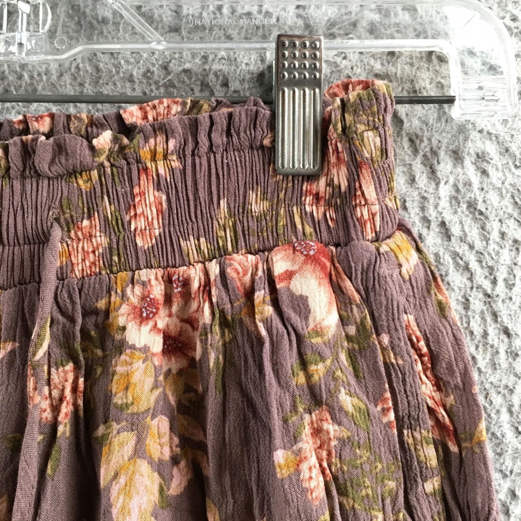 American Eagle Outfitters American Eagle Outfitters Wide Leg Pants Womens XS Brown Floral Elastic Waist Crinkle Boho Size 26" / US 2 / IT 38 - 4 Thumbnail