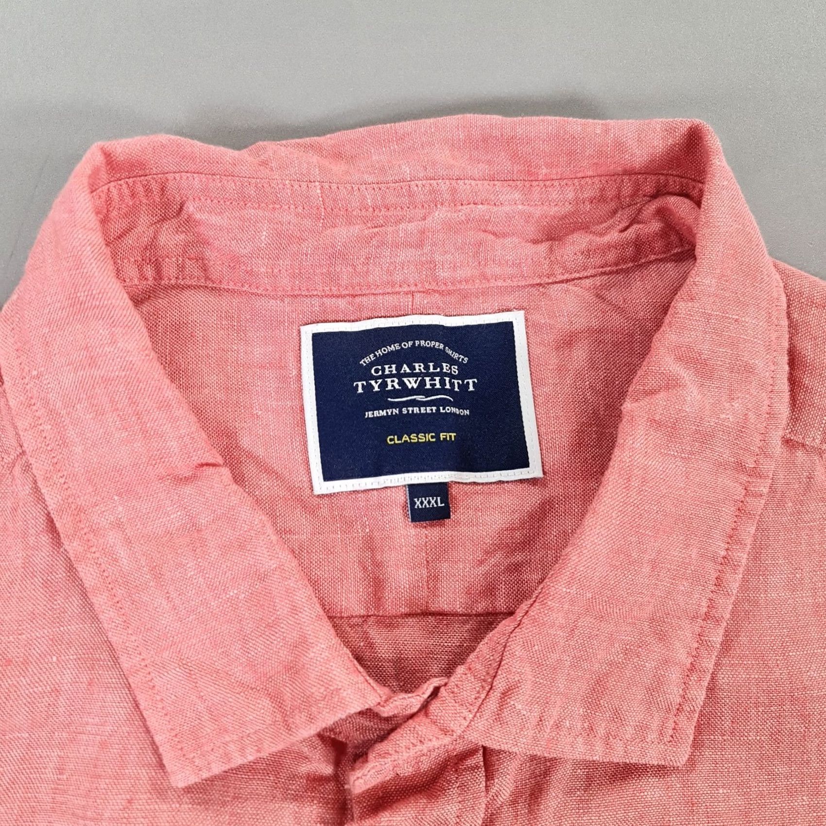 Charles Tyrwhitt Charles Tyrwhitt Mens Shirt Pink 3XL Classic Fit 100% Linen Summer Holiday Size US XXL / EU 58 / 5 - 3 Thumbnail