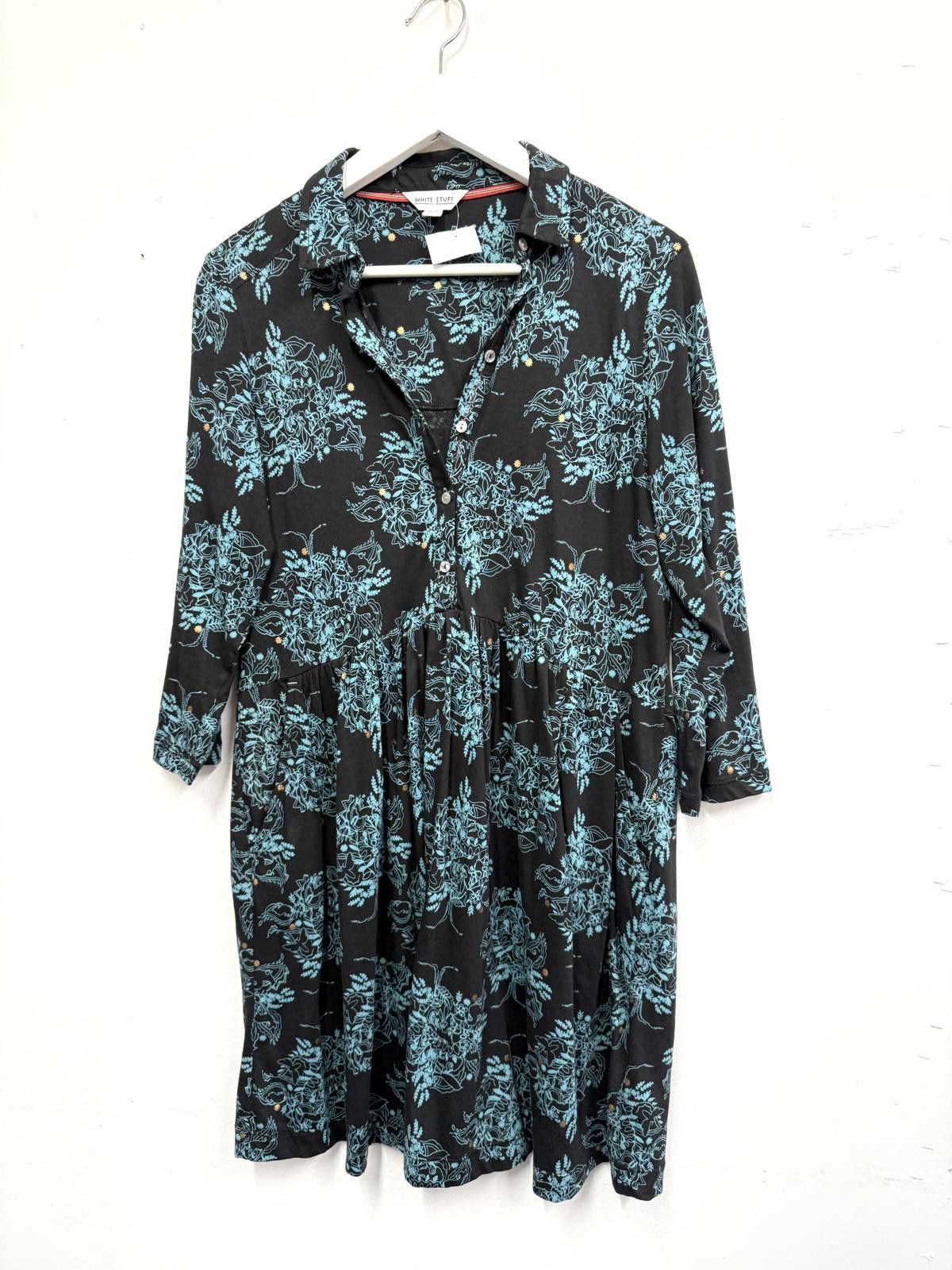 Other White Stuff Black and Blue Floral Print Dress UK 10 EU 38 Size M / US 6-8 / IT 42-44 - 1 Thumbnail