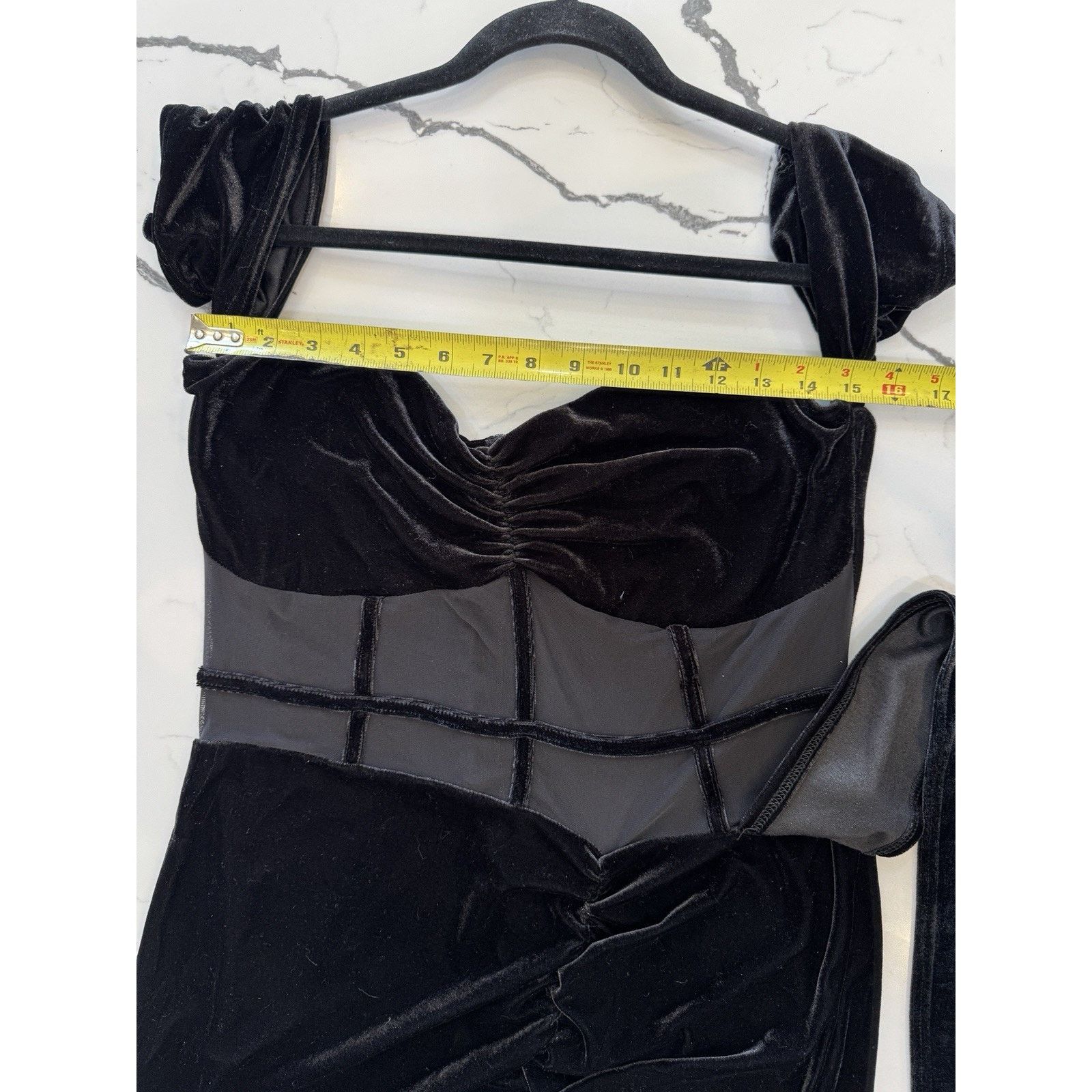 Other Black Velvet Mesh Corset Ruched Mini Dress Women Tag XL Size XL / US 12-14 / IT 48-50 - 4 Thumbnail