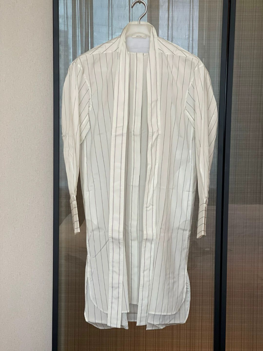 Celine celine striped shirt dress in white Size S / US 4 / IT 40 - 1 Thumbnail