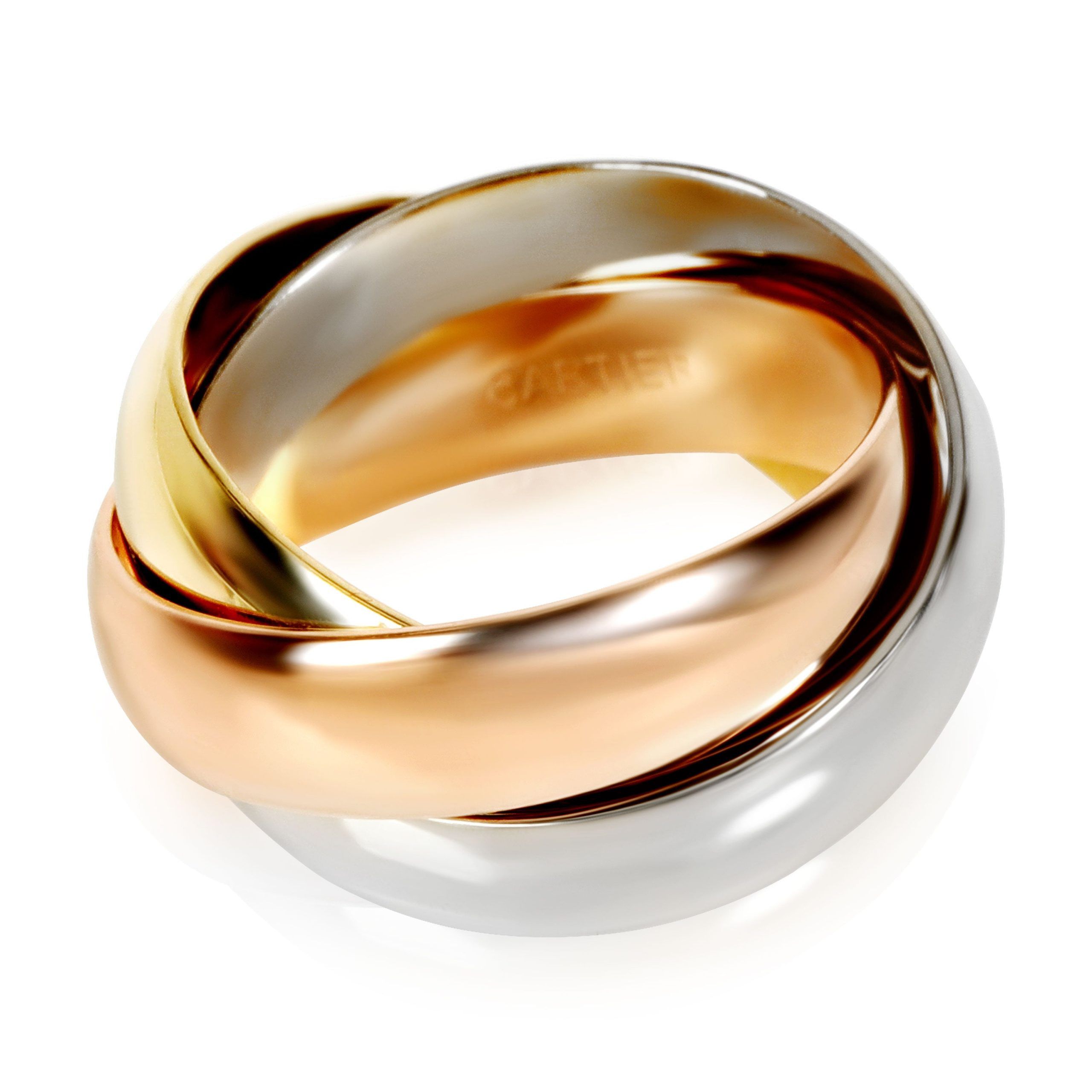 image of Cartier Vintage Trinity 5.1 Mm Wide Bands Ring In 18K 3 Tone Gold, Women's