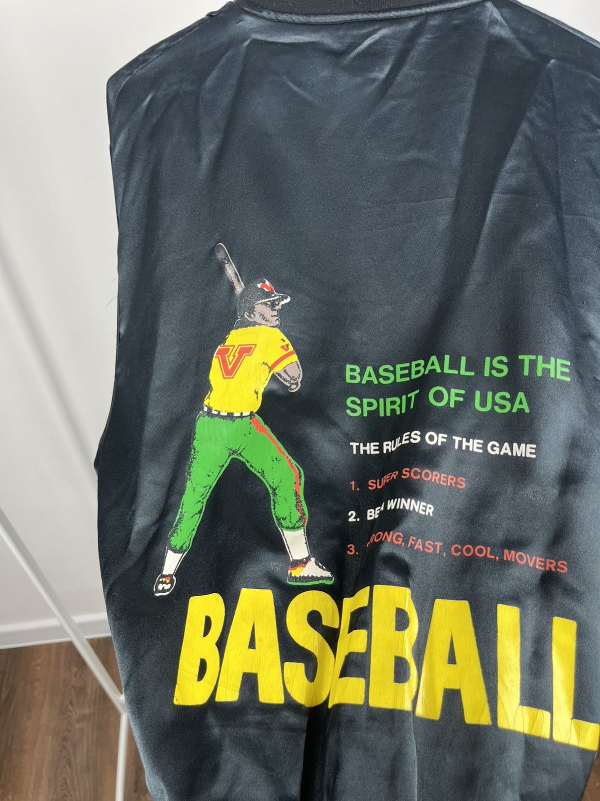 Other Vintage Baseball Satin Bomber Jacket Sports Line Graphic Size US L / EU 52-54 / 3 - 14 Thumbnail