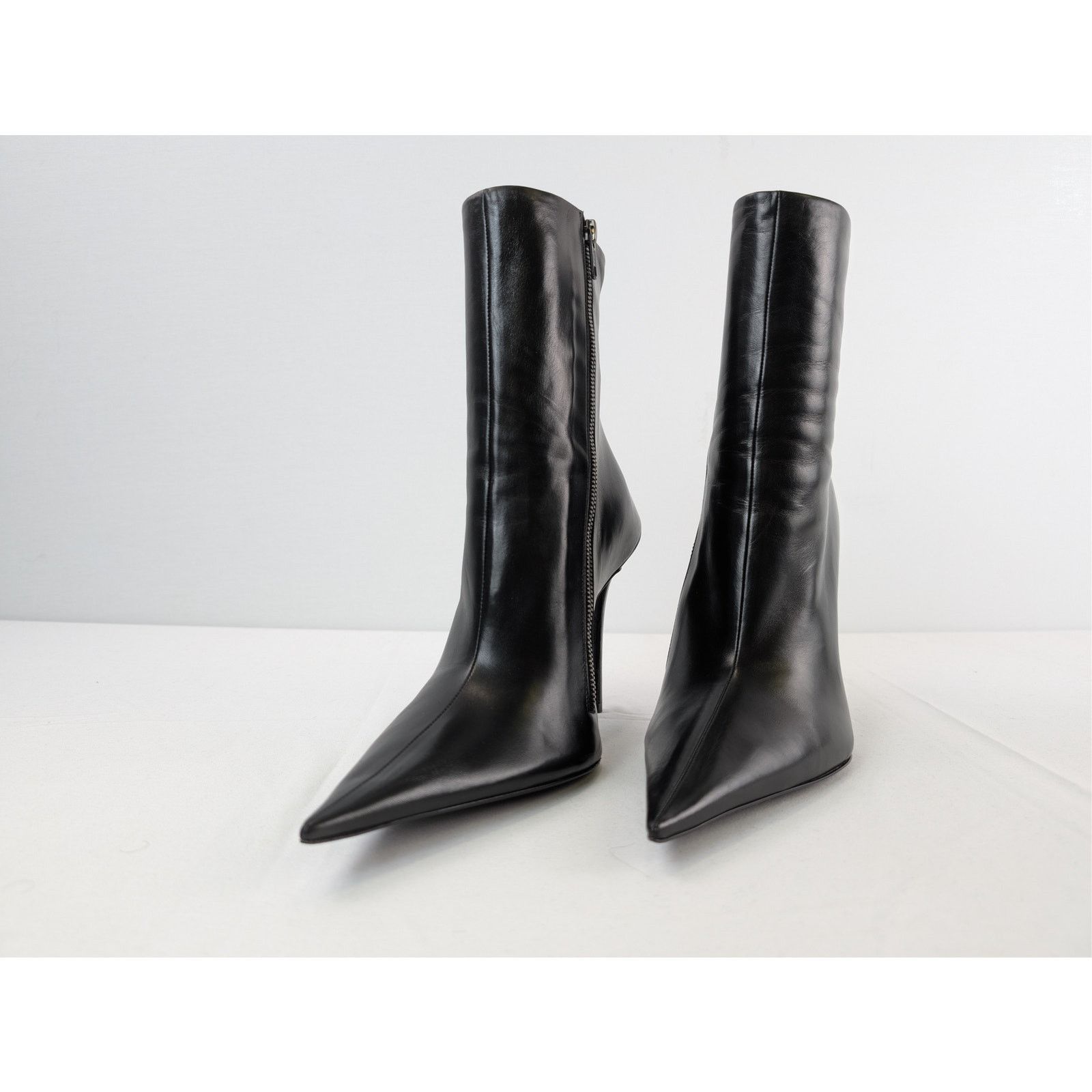 Balenciaga o1rshd1 Witch Bootie Shiny Soft Sheepskin Boot in Black Size US 8 / IT 38 - 7 Thumbnail