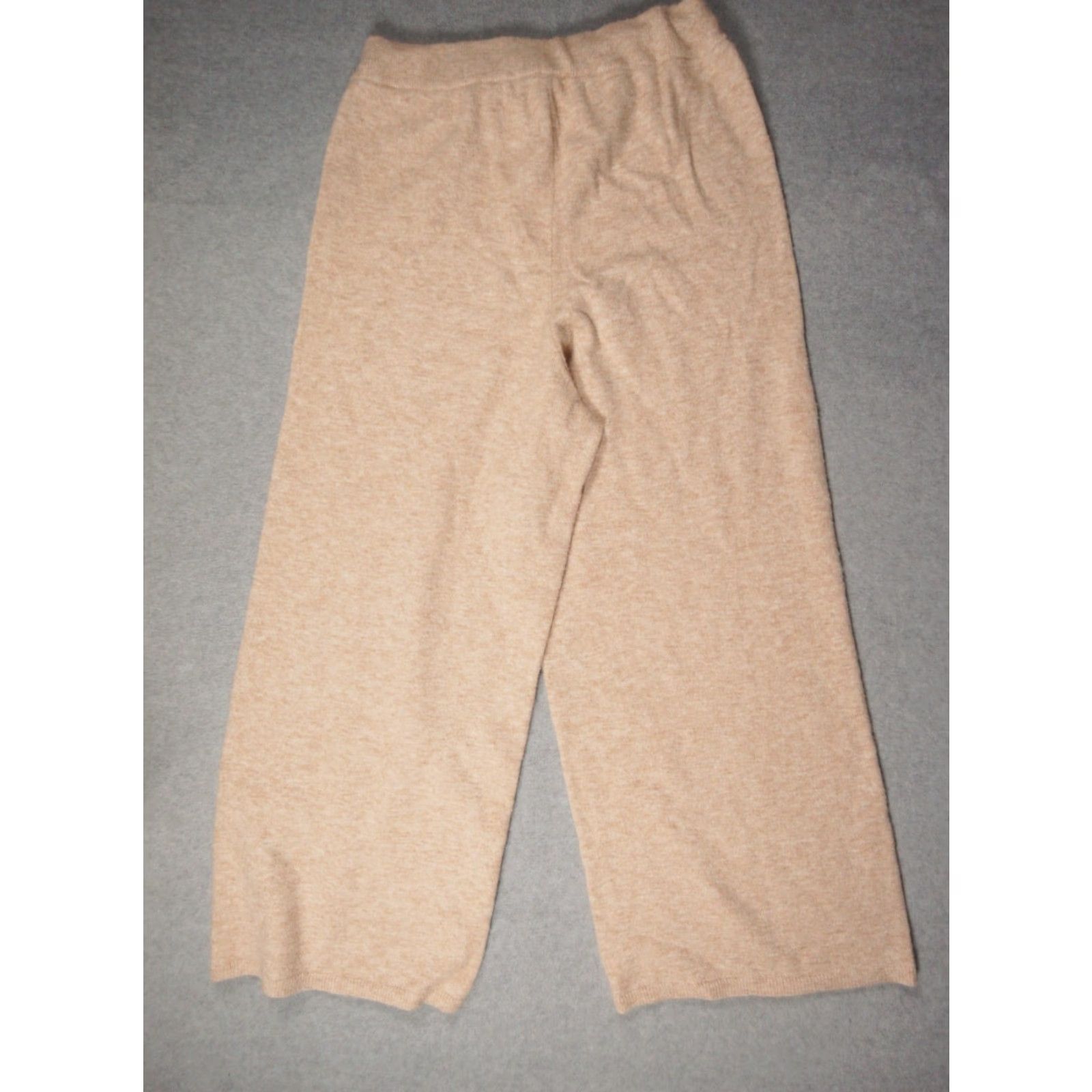 Vintage Jenni Kayne Pants Womens Large Beige Knit Wide-Leg Wool Cashmere Blend Casual Travel Size 36" / US 14 / IT 50 - 4 Thumbnail
