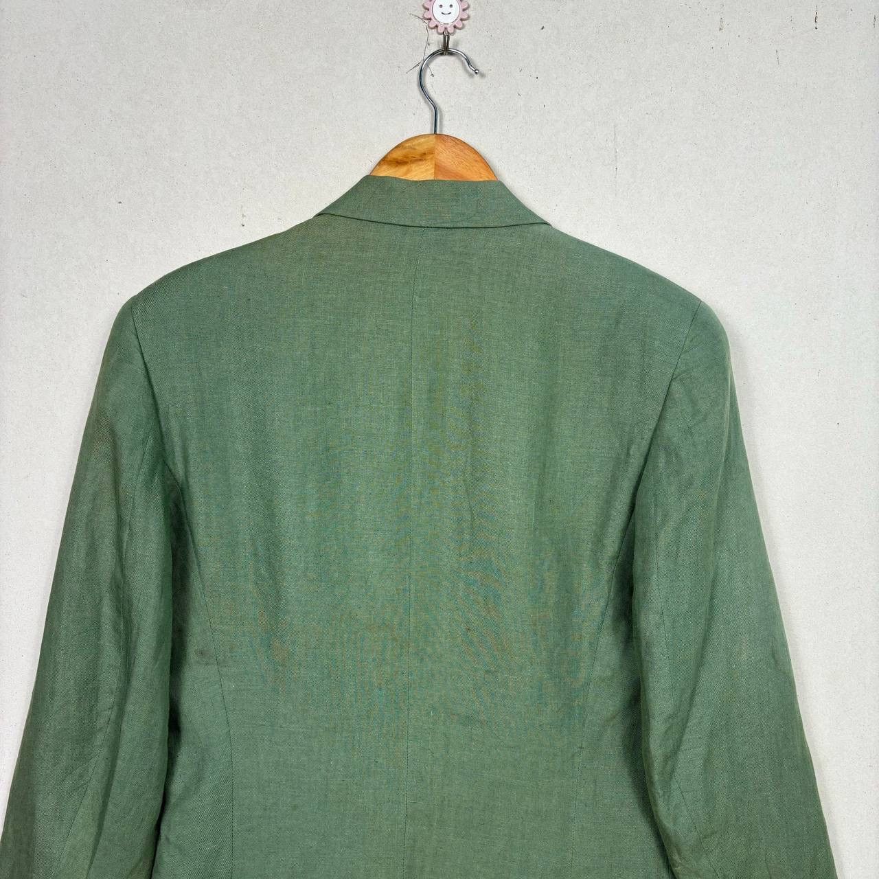 Thierry Mugler Vintage Thierry Mugler Paris Green 100% Linen Blazer 165A4 Size 36R - 4 Thumbnail