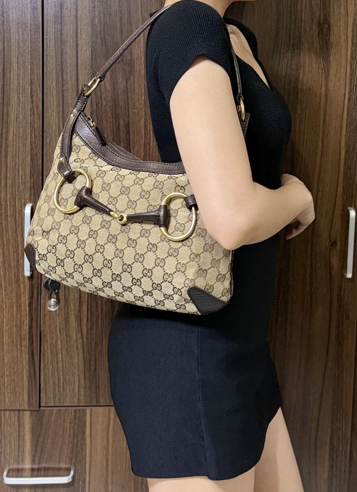 Gucci Authentic GUCCI Horsebit GG Canvas Brown Hobo Shoulder Bag Size ONE SIZE - 1 Thumbnail