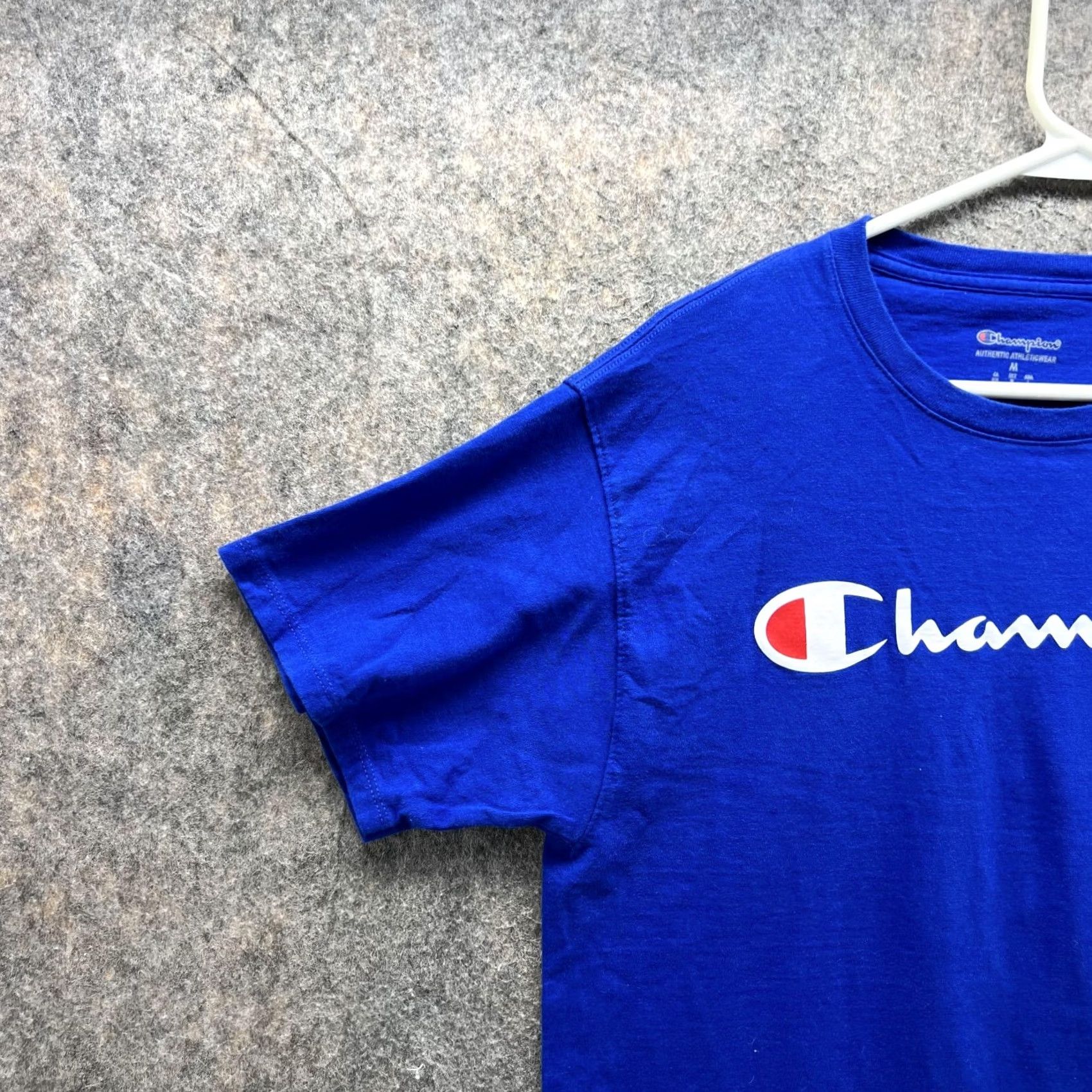 Champion VINTAGE Champion Shirt Men Medium Blue Short Sleeve Crew Neck Logo Athletic All Seasons Fall Winter Spring 90s Mens Size US M / EU 48-50 / 2 - 3 Thumbnail
