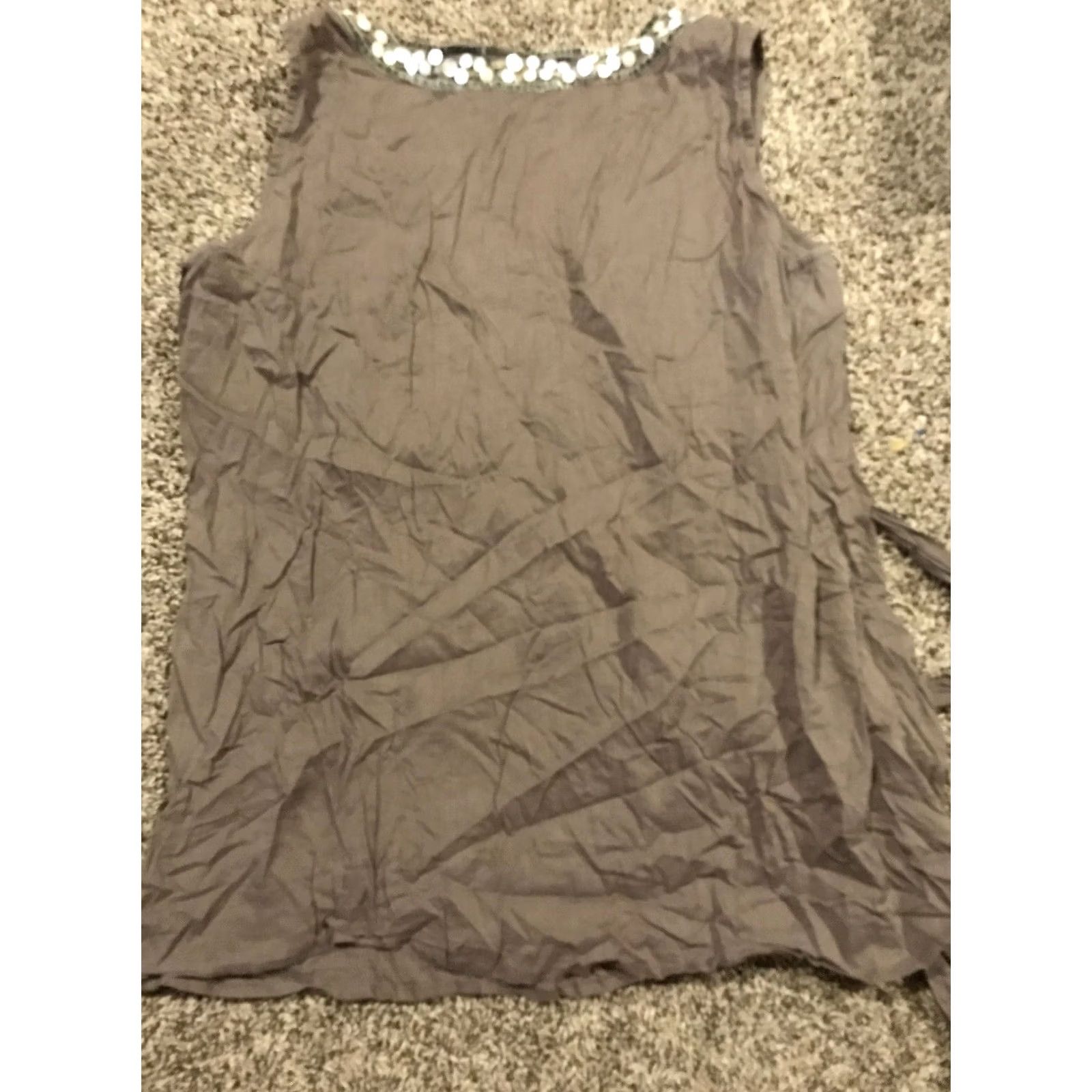 Vintage Vanity Womens XL Sleeveless Tie Front Shirt Cotton A11 Blouse Brown V-Neck Size XL / US 12-14 / IT 48-50 - 3 Thumbnail