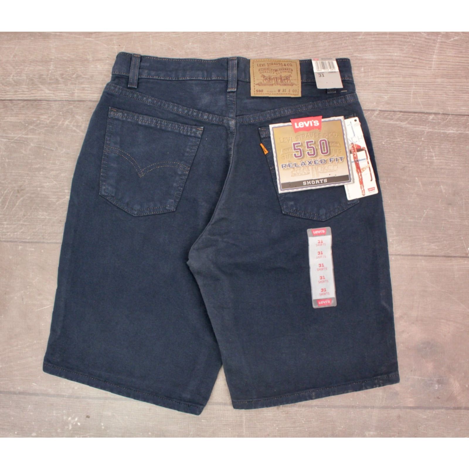 Levi's VINTAGE Levi's 550 Denim Shorts Mens 1990s Dark Blue 31x10 90s NOS Levi's shorts 90s Levi's Size US 31 - 2 Thumbnail