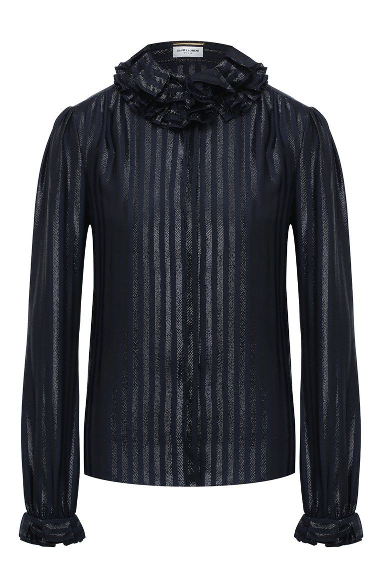 Saint Laurent Paris o1y0126 Striped Shirt in Midnight Blue Size M / US 6-8 / IT 42-44 - 1 Thumbnail