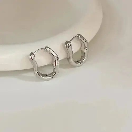 Jewelry × Sterling Silver Irregular Hoop Earring Size ONE SIZE - 3 Thumbnail