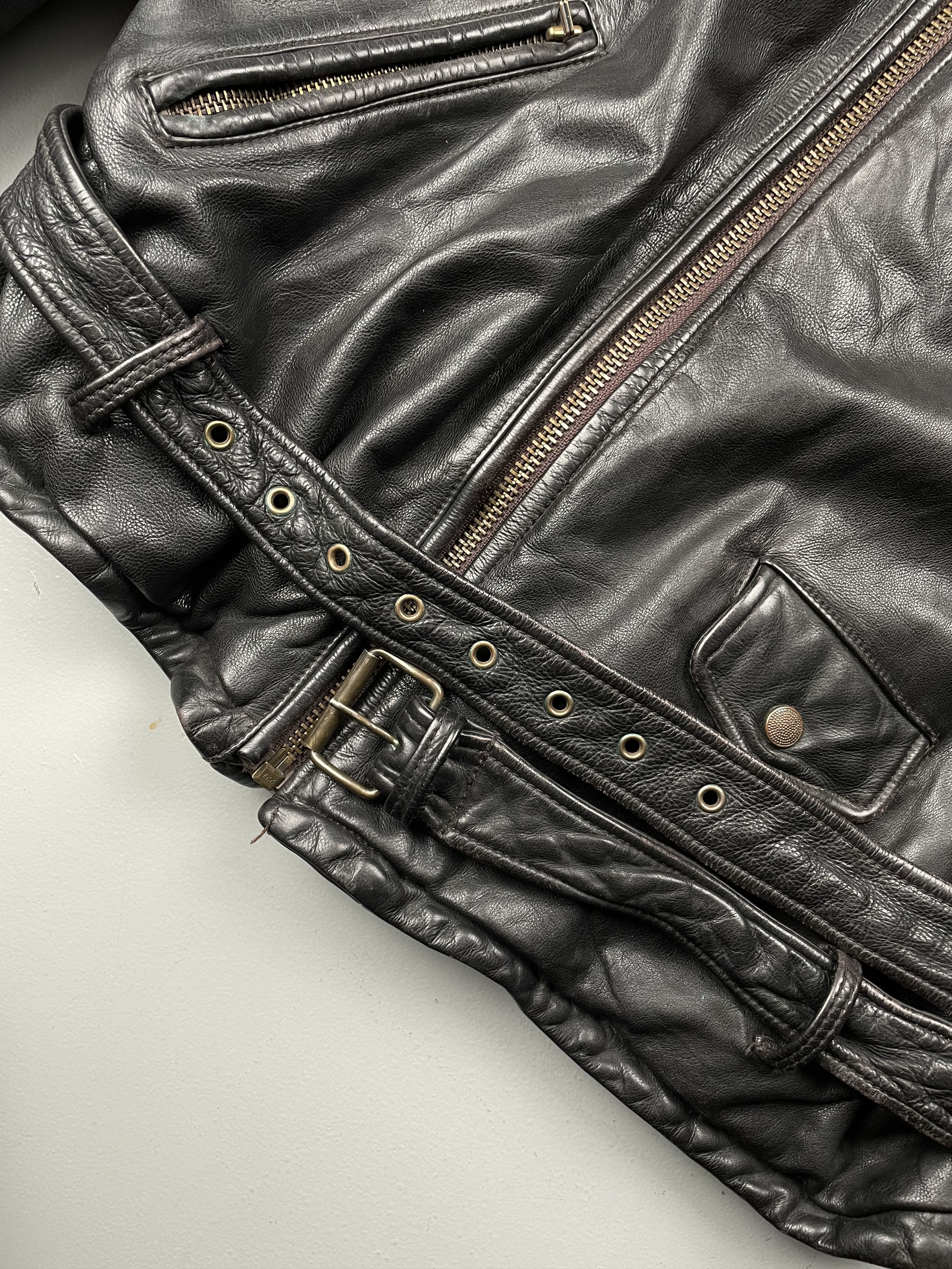 Emporio Armani vintage Emporio Armani 1990's biker Stone Leather jacket Size US L / EU 52-54 / 3 - 5 Thumbnail