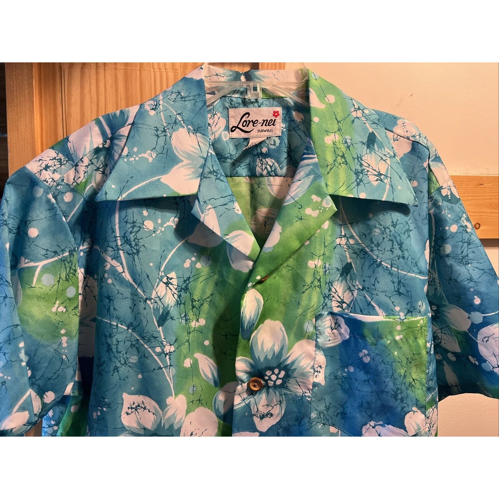 Other Lore Nei Hawaii Shirt Blue Green Men L Hawaiian Short Sleeve Size US L / EU 52-54 / 3 - 5 Thumbnail
