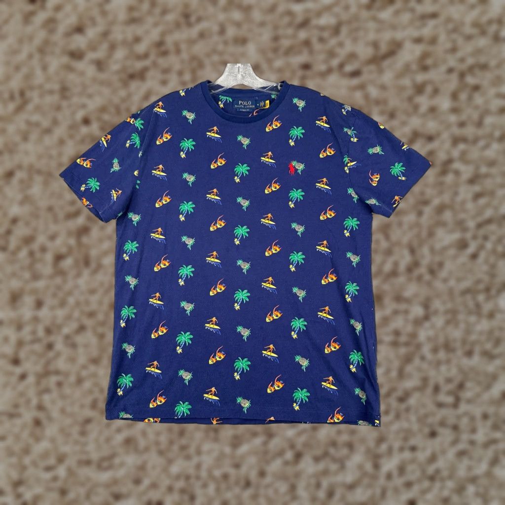 Ralph Lauren Polo Ralph Lauren Shirt Men Medium Blue 100% Cotton Crew Surfer Pineapple Palm Size US M / EU 48-50 / 2 - 1 Thumbnail