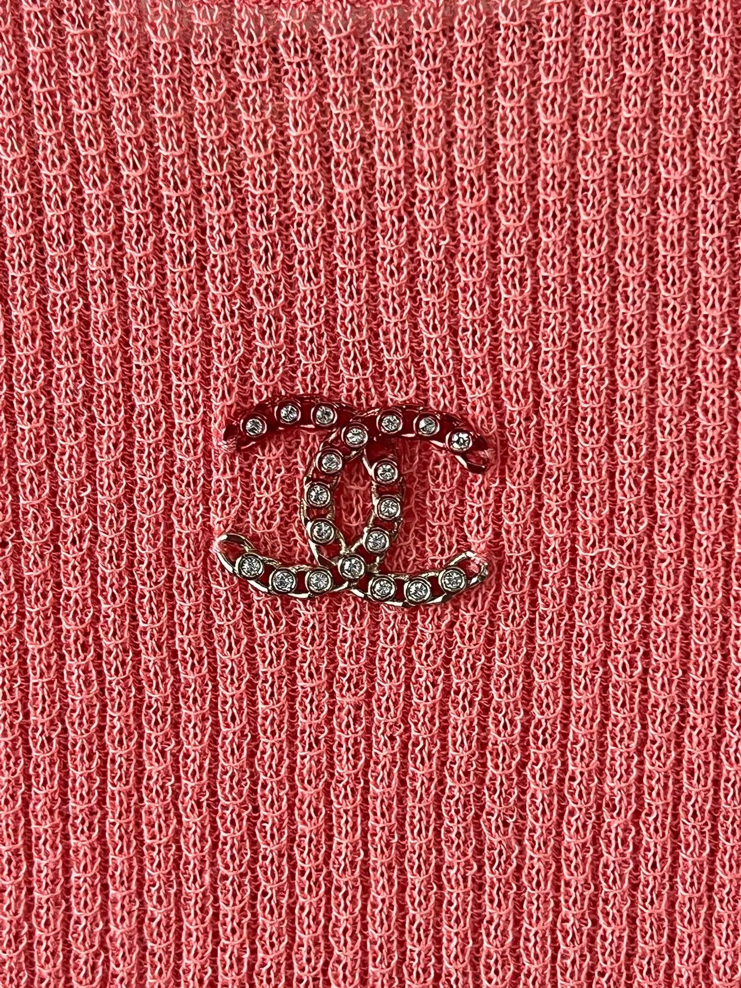 Chanel Chanel orange knit short-sleeve top 36 CC crystal logo Size XS / US 0-2 / IT 36-38 - 5 Thumbnail