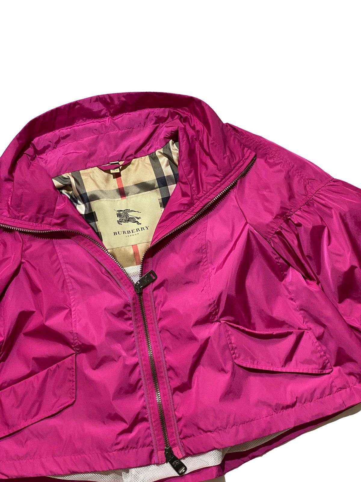 Burberry × Vintage burberry nylon pink 3/4 cropp sleeve jacket Size L / US 10 / IT 46 - 2 Thumbnail