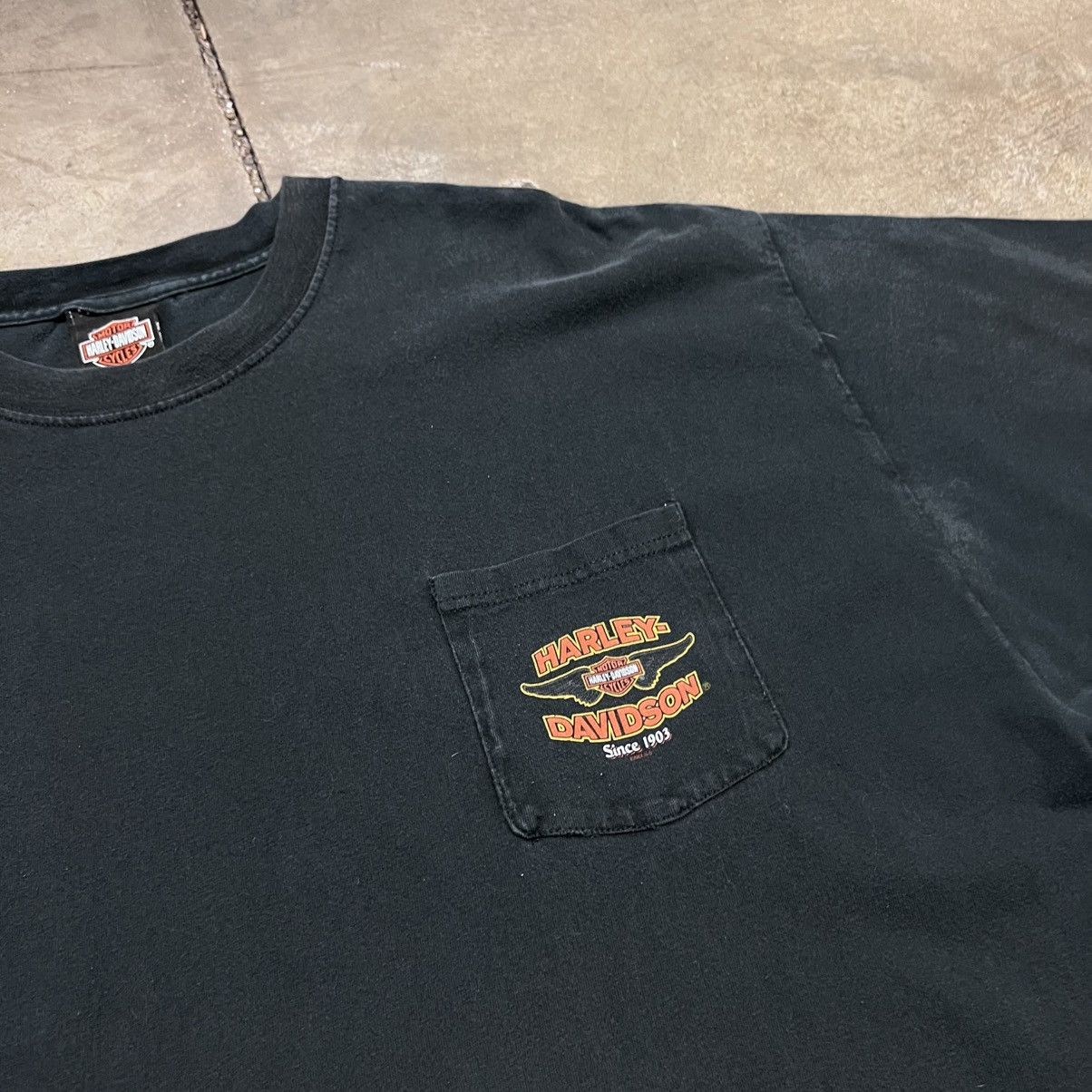 Harley Davidson × Vintage Vintage Harley Davidson Tshirt Motorcycle Biker Pocket Faded Size US XXL / EU 58 / 5 - 6 Thumbnail