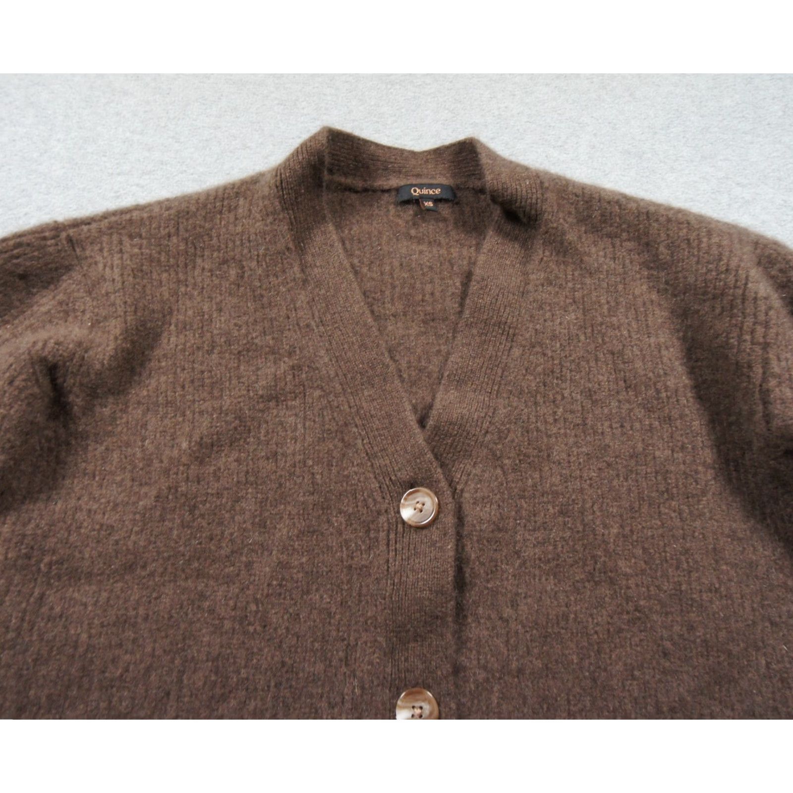 Quince Quince Sweater Womens XS Brown Cardigan Oversized Cashmere Boyfriend Short Sleeve Knit All Seasons Cardigan Mens Womens GirLs Size XS / US 0-2 / IT 36-38 - 2 Thumbnail