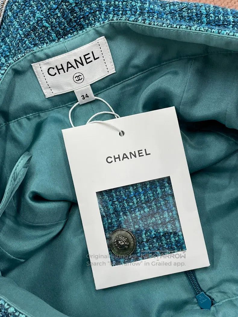 Chanel Chanel 22P peacock blue tweed knitted shorts Size 42" / US 20 - 5 Thumbnail
