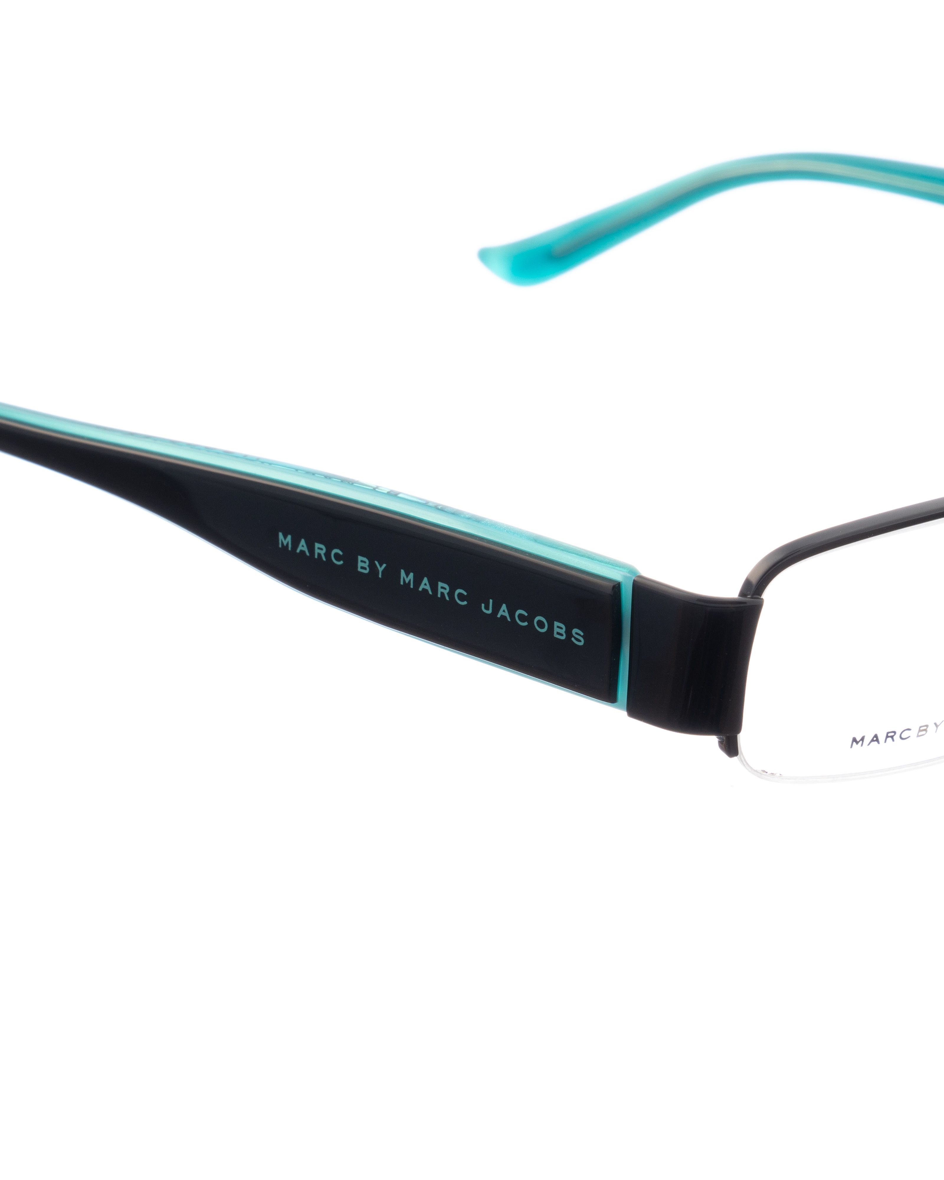 Marc Jacobs Marc Jacobs 00s Black and Aqua Half-Rim Glasses Size ONE SIZE - 3 Thumbnail