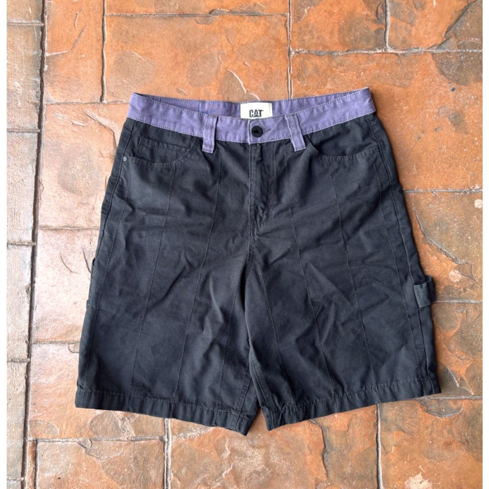 Vintage CAT X Reclaimed Carpenter Shorts Men’s 32 Relaxed Fit Grunge Black 100% Cotton Pocketed Jean Shorts Regular 32 Mens Size US 32 / EU 48 - 2 Thumbnail