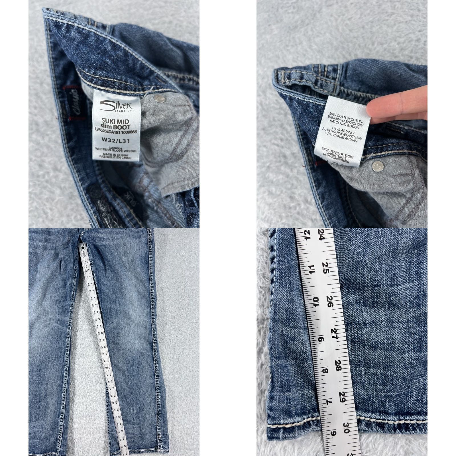 Silver Jeans Co. Silver Jeans Suki Women's Bootcut Denim Pants 32 Blue Cotton Stretch Embroidered Retro Size 24" / US 00 / IT 34 - 8 Thumbnail